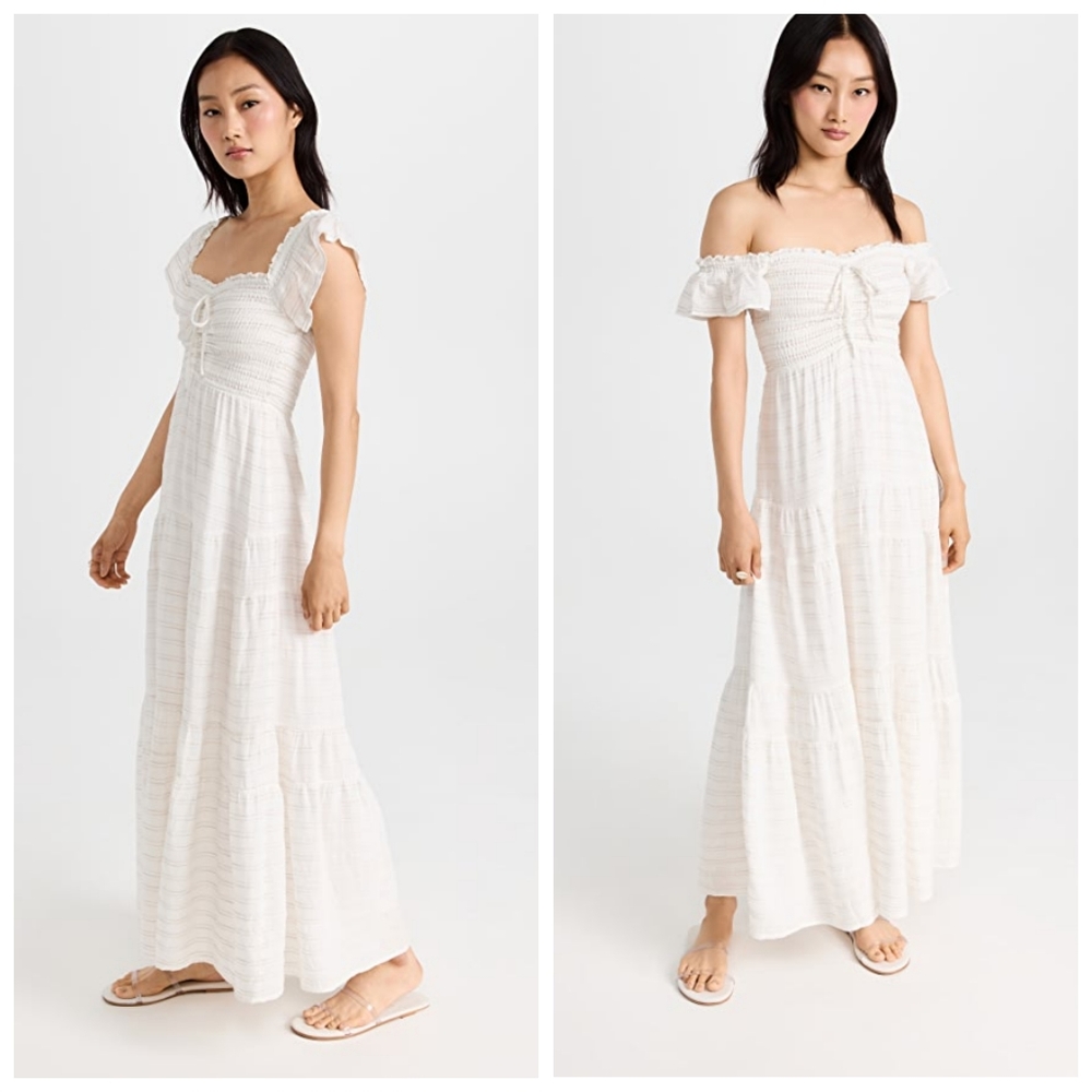 L*Space Lucia Coverup Beach Maxi Dress Cream - Picture 2 of 8